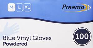 **** Blue/Clear Vinyl Disposable Gloves M