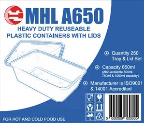 MHL A650 Plastic Containers & Lids