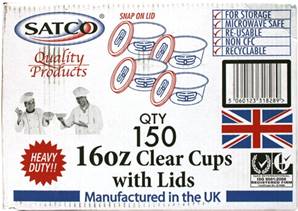 SATCO 16oz Clear Cups with Lids