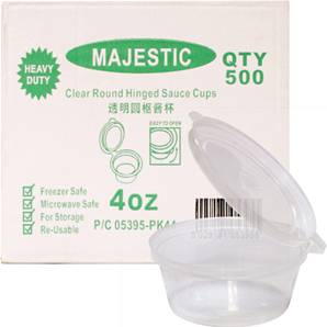 MAJESTIC 4oz Hinged Sauce Cups Case 500