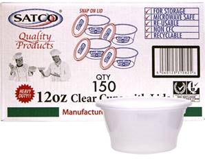 SATCO 12oz Clear Cups with Lids