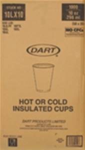 **** DART 10oz Cups 10LX10 Lids 10JLPF